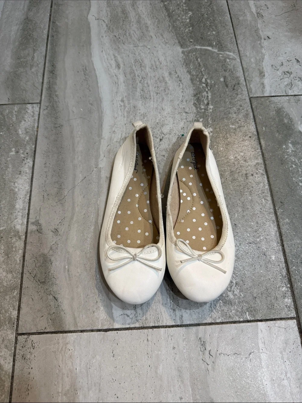 Cat & Jack Cream Bow Ballet Flats